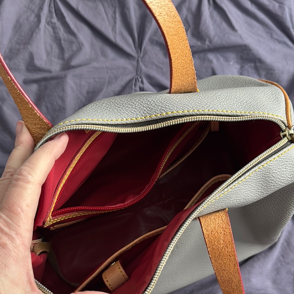 Dooney & Bourke Gray Satchel with Tan  Accents - Picture 3 of 13
